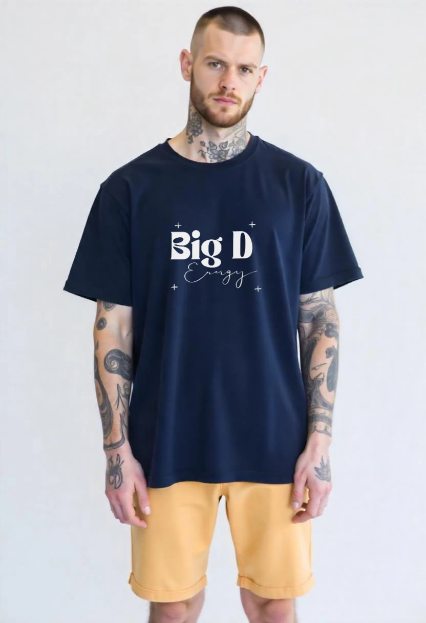 CRAZY FUSS Men BIG D Print Oversized Cotton T-Shirt — alternate view