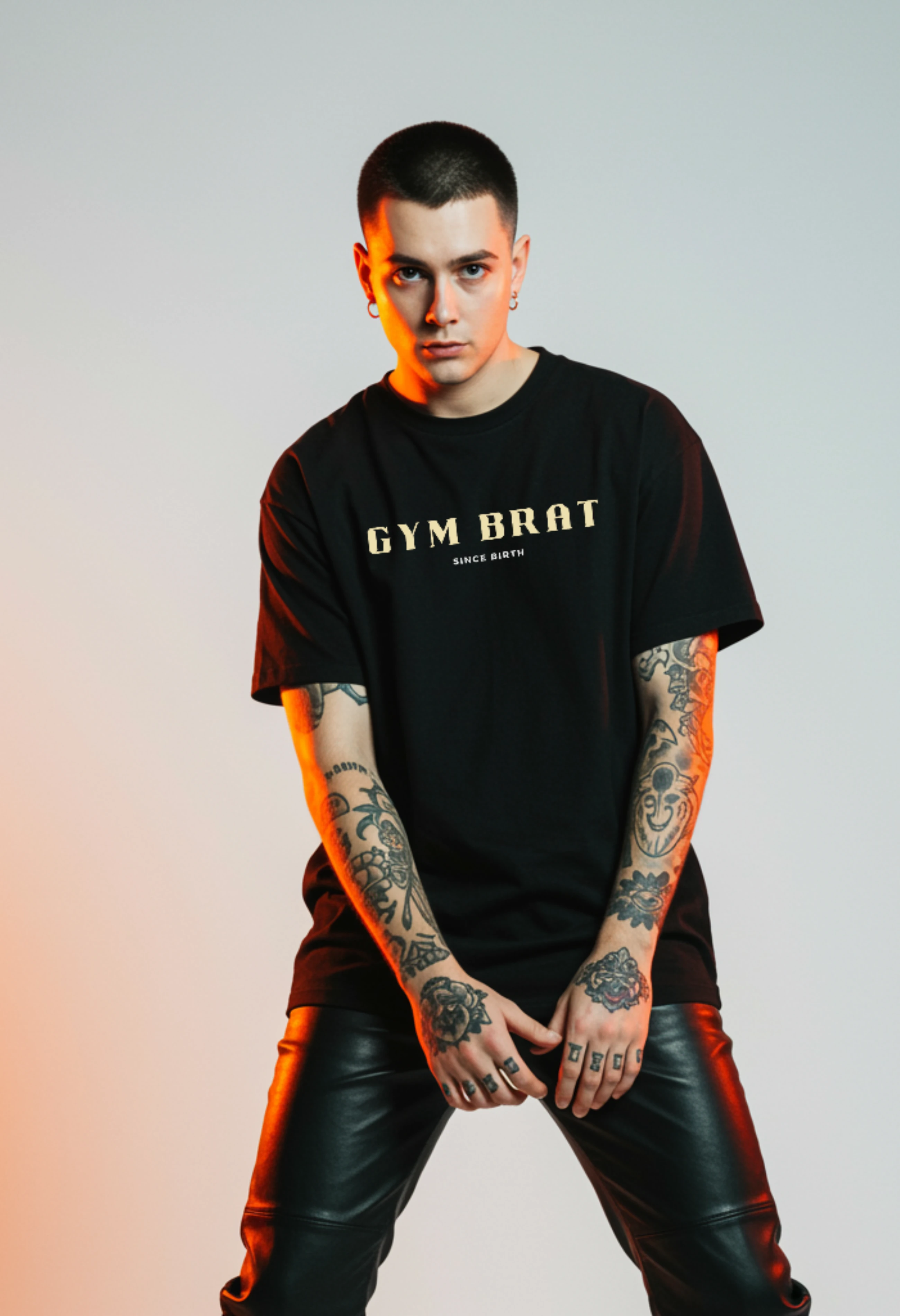 CRAZY FUSS Men GYM BRAT Print Oversized Cotton T-Shirt