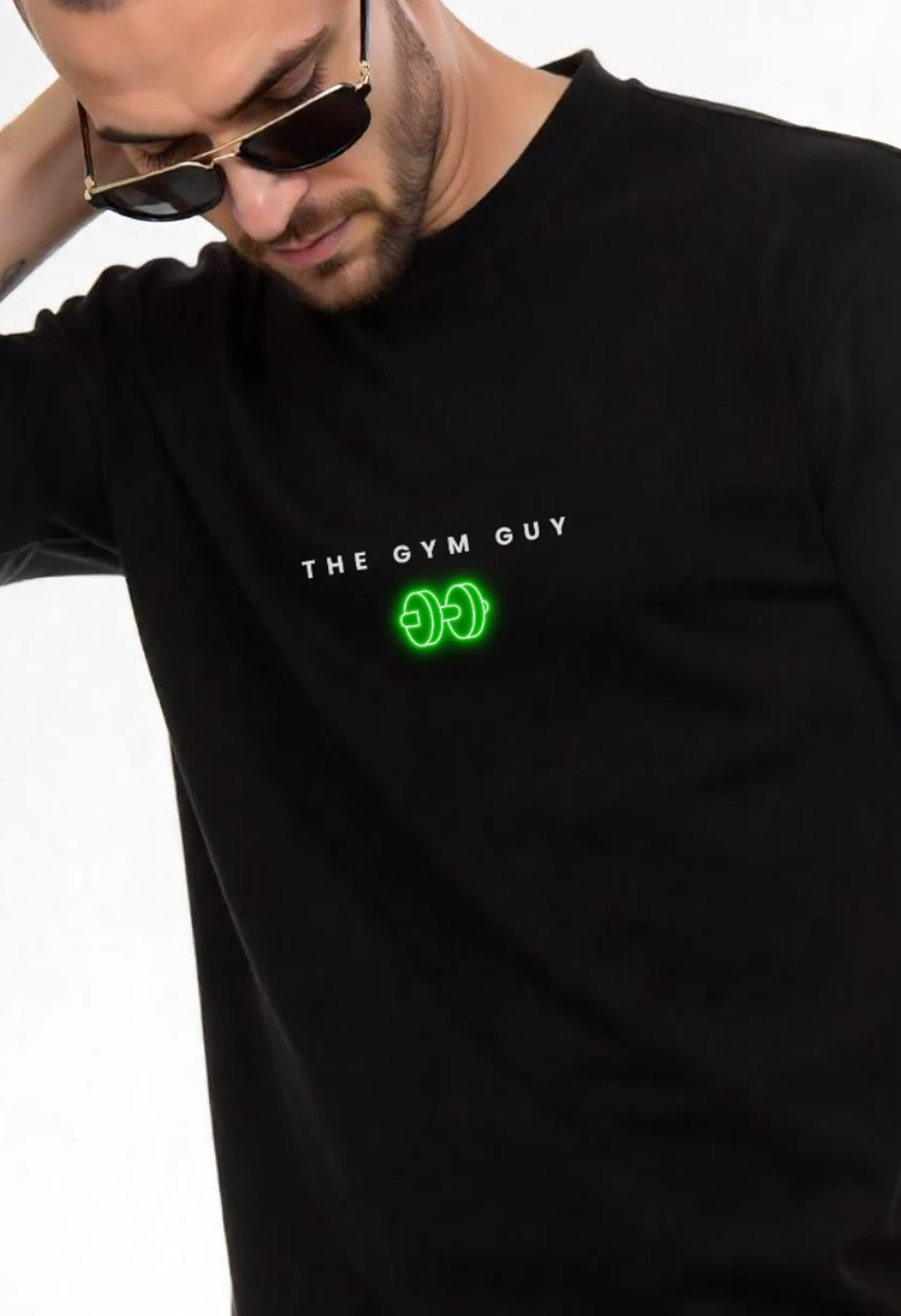 CRAZY FUSS Men GYM GUY Print Oversized Cotton T-Shirt