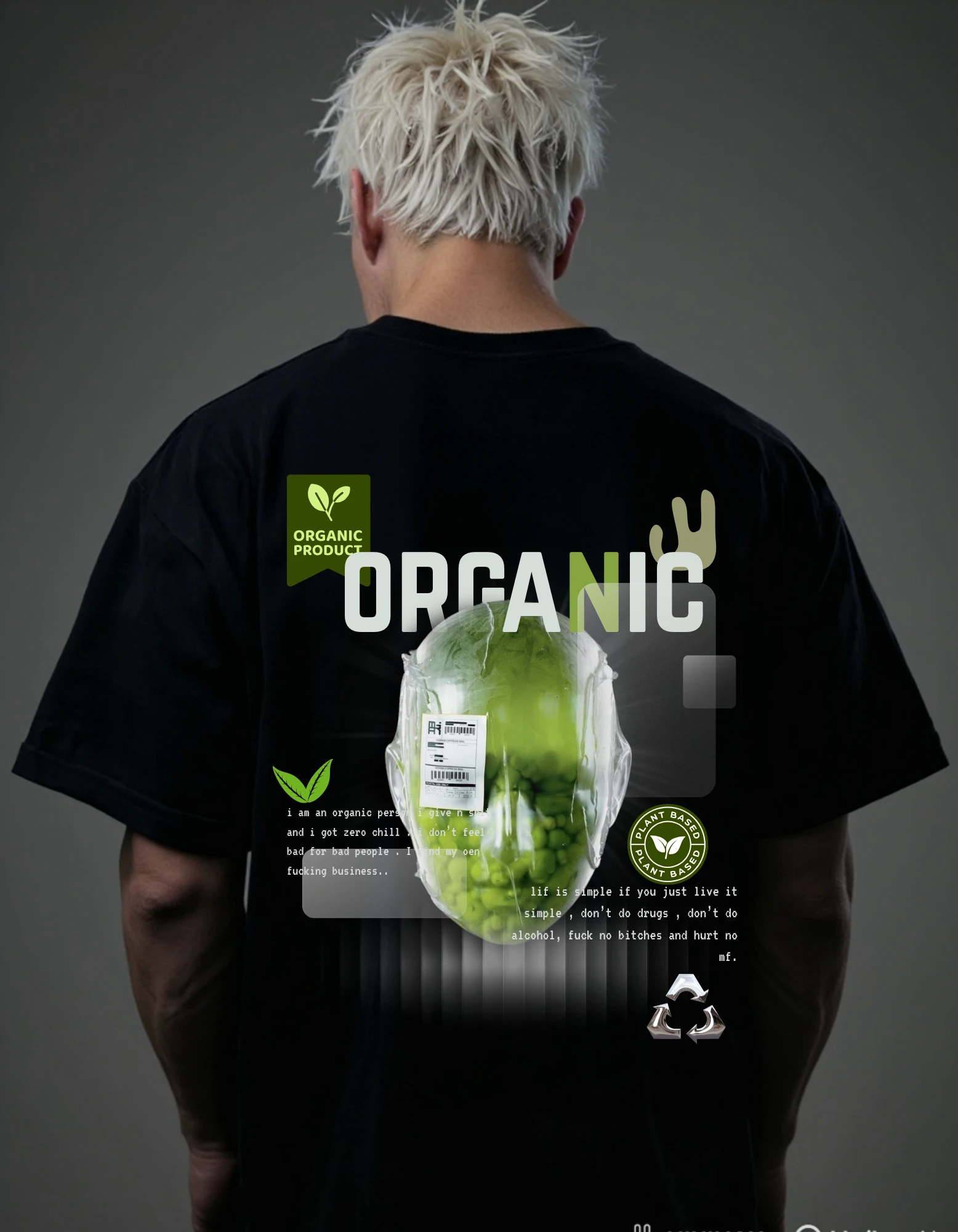 CRAZY FUSS Men ORGANIC Print Oversized Cotton T-Shirt