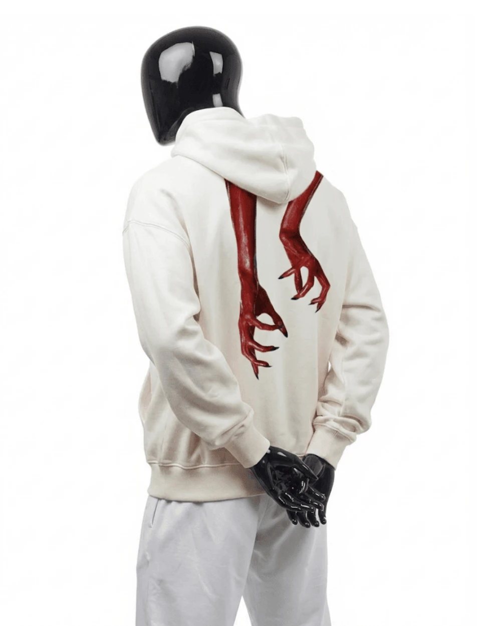 CRAZY FUSS Off-white Men Print Oversized Cotton Hoodie