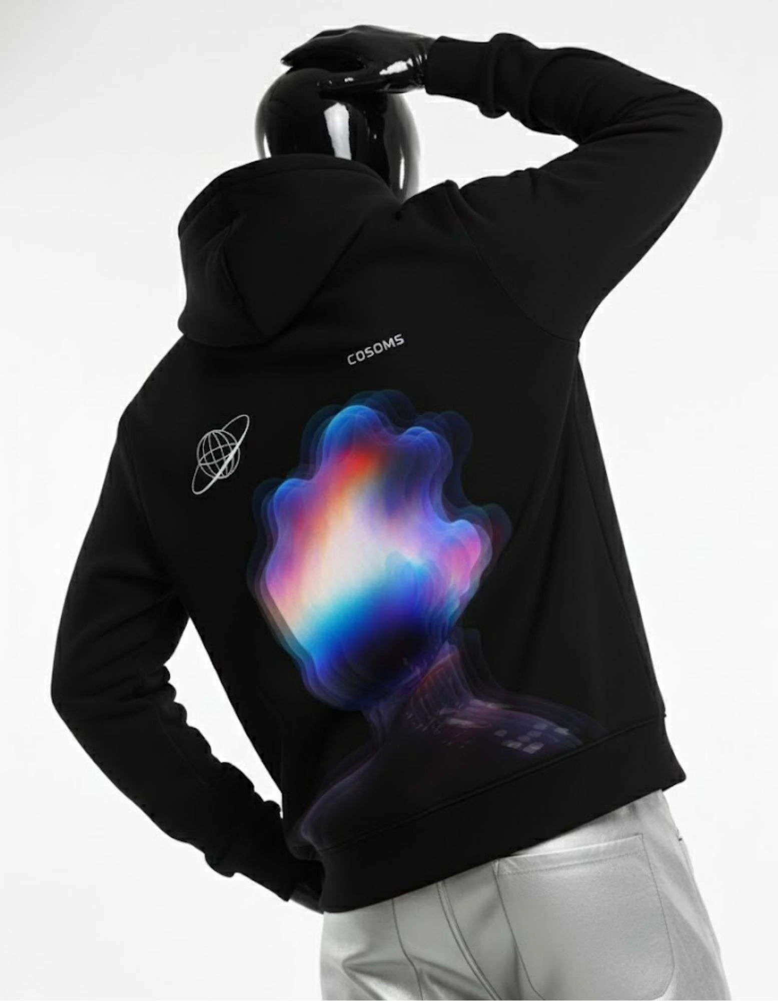 CRAZYFUSS Men Cosmos Print Oversized Cotton Hoodie