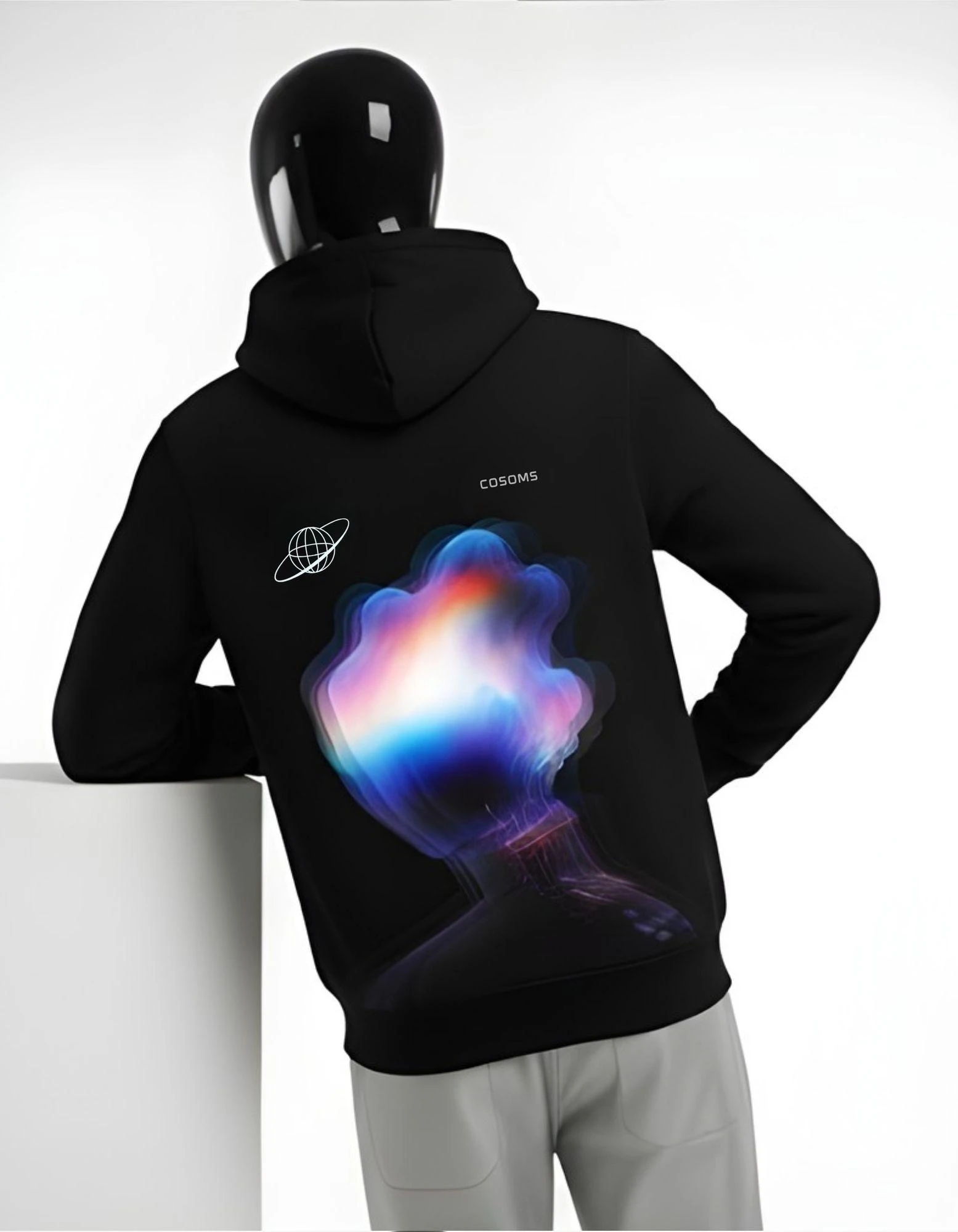 CRAZYFUSS Men Cosmos Print Oversized Cotton Hoodie — alternate view