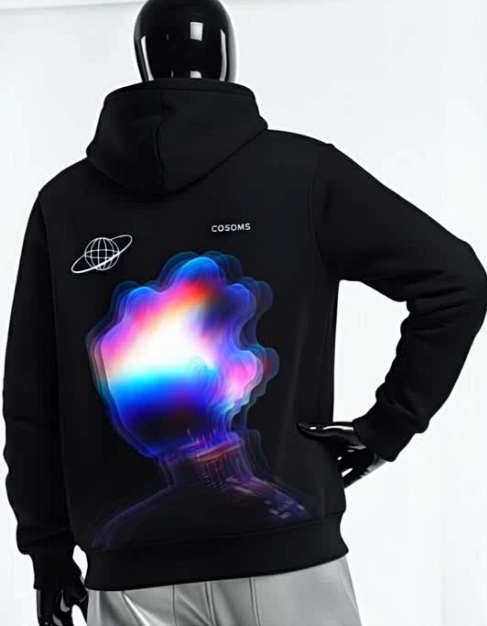 CRAZYFUSS Men Cosmos Print Oversized Cotton Hoodie