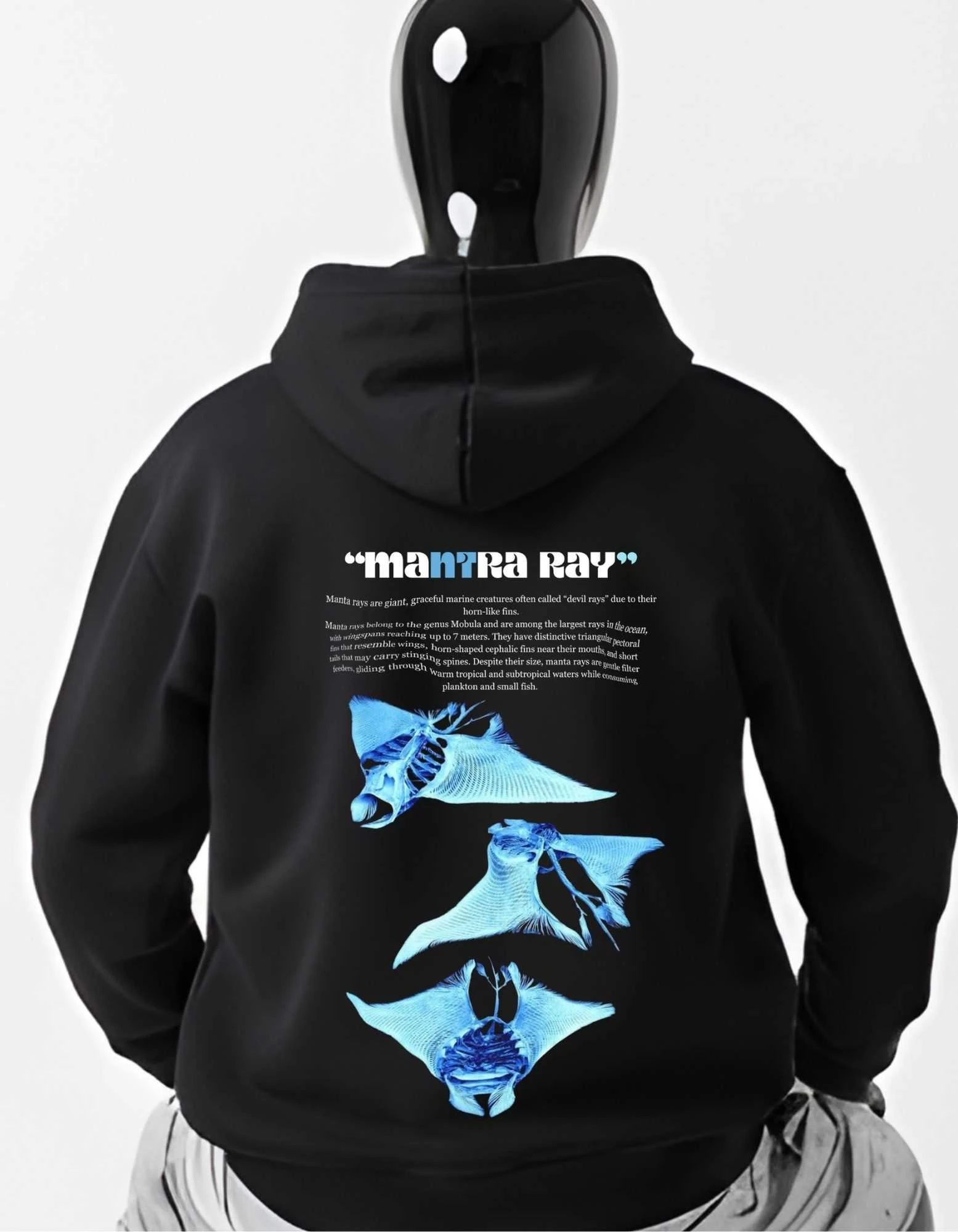 CRAZYFUSS Men Mantra Ray Print Oversized Cotton Hoodie