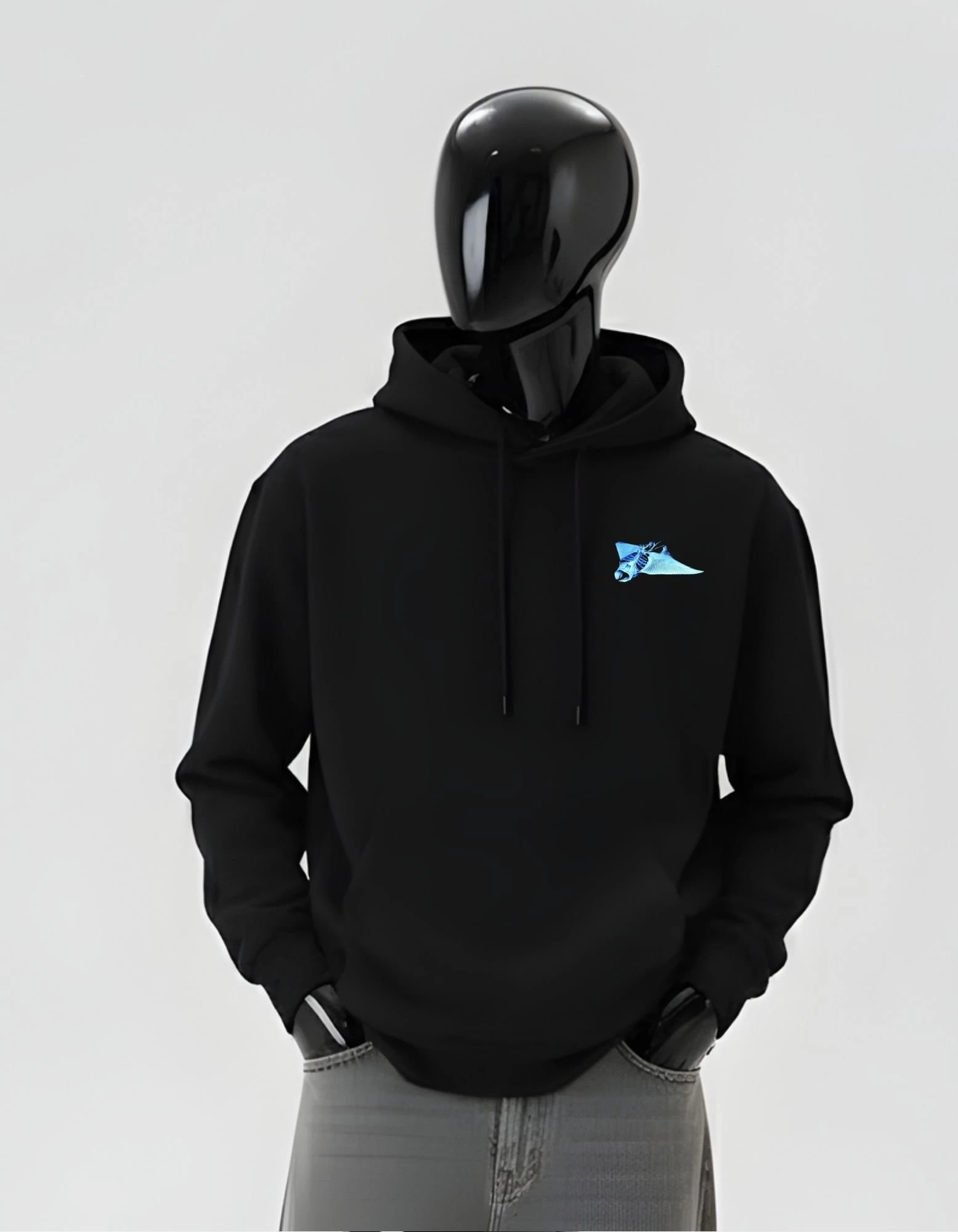 CRAZYFUSS Men Mantra Ray Print Oversized Cotton Hoodie — alternate view