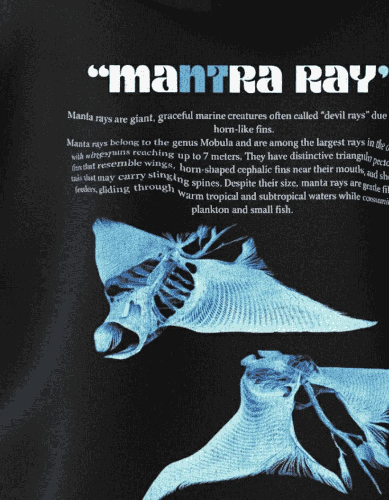 CRAZYFUSS Men Mantra Ray Print Oversized Cotton Hoodie