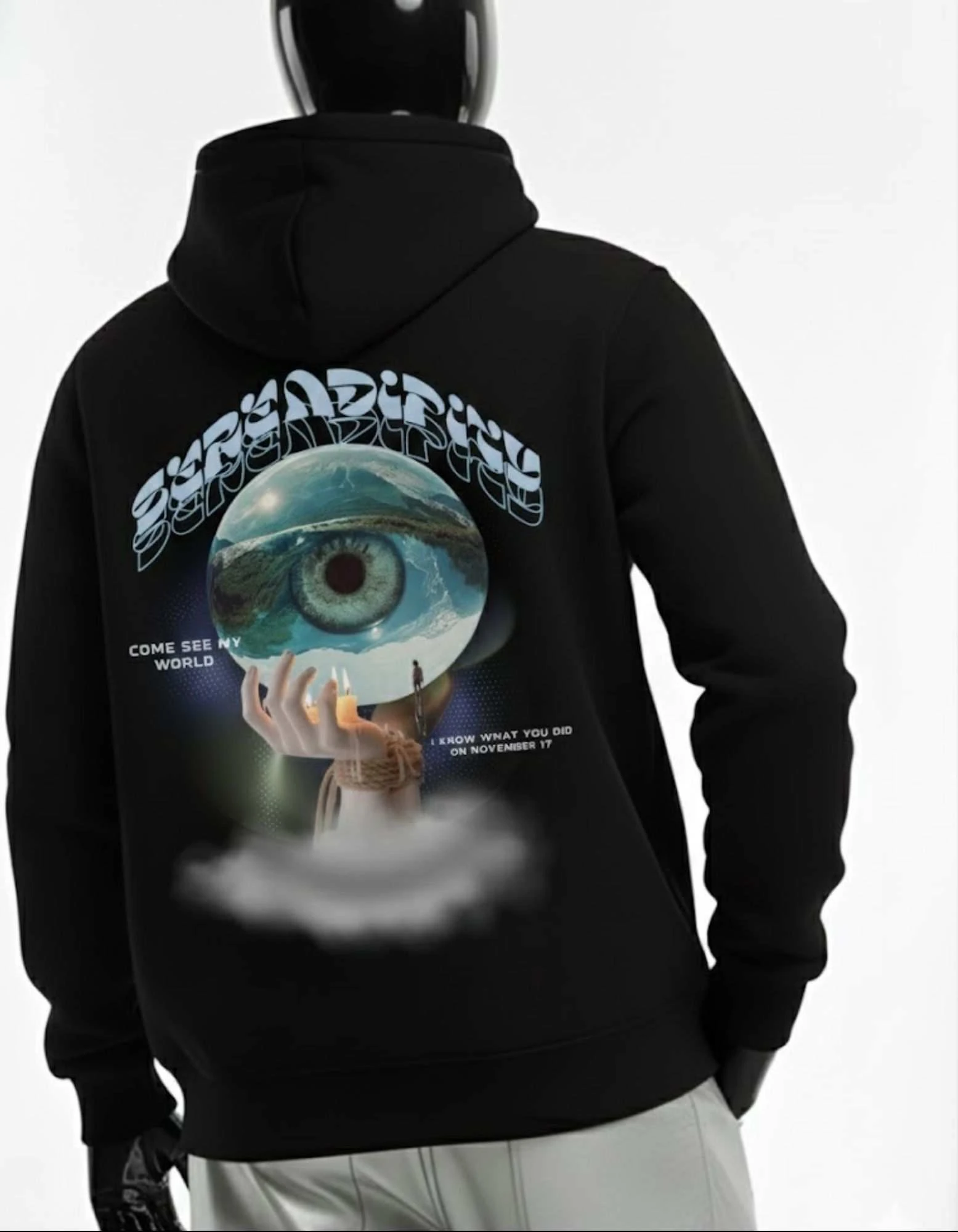 CRAZYFUSS Men Serendipity Print Oversized Cotton Hoodie
