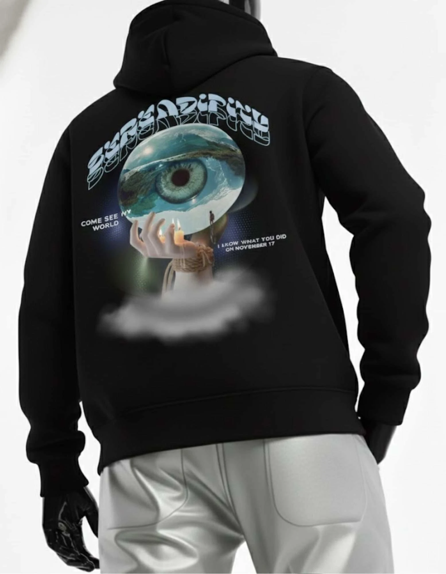CRAZYFUSS Men Serendipity Print Oversized Cotton Hoodie — alternate view