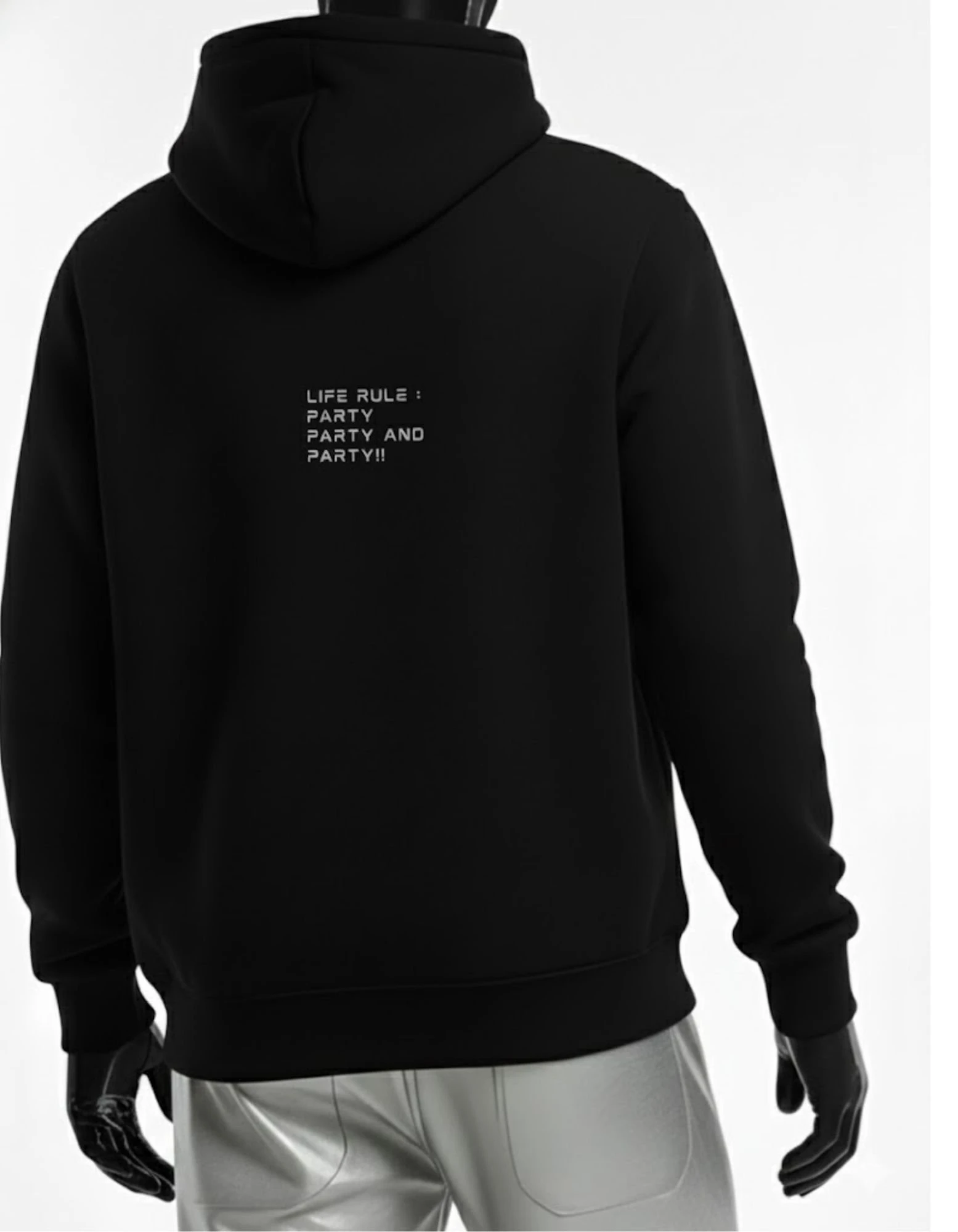 CRAZYFUSS Men Typography Party Mind Oversized Cotton Hoodie — alternate view