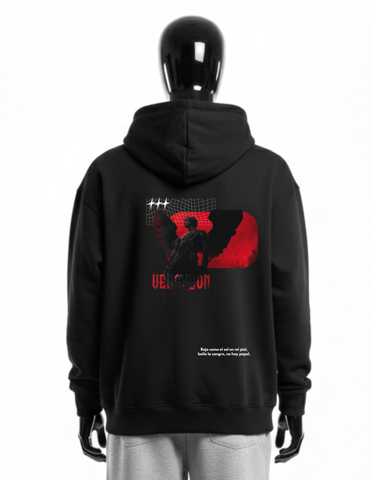 CRAZYFUSS Men Vermilion Print Oversized Cotton Hoodie — alternate view