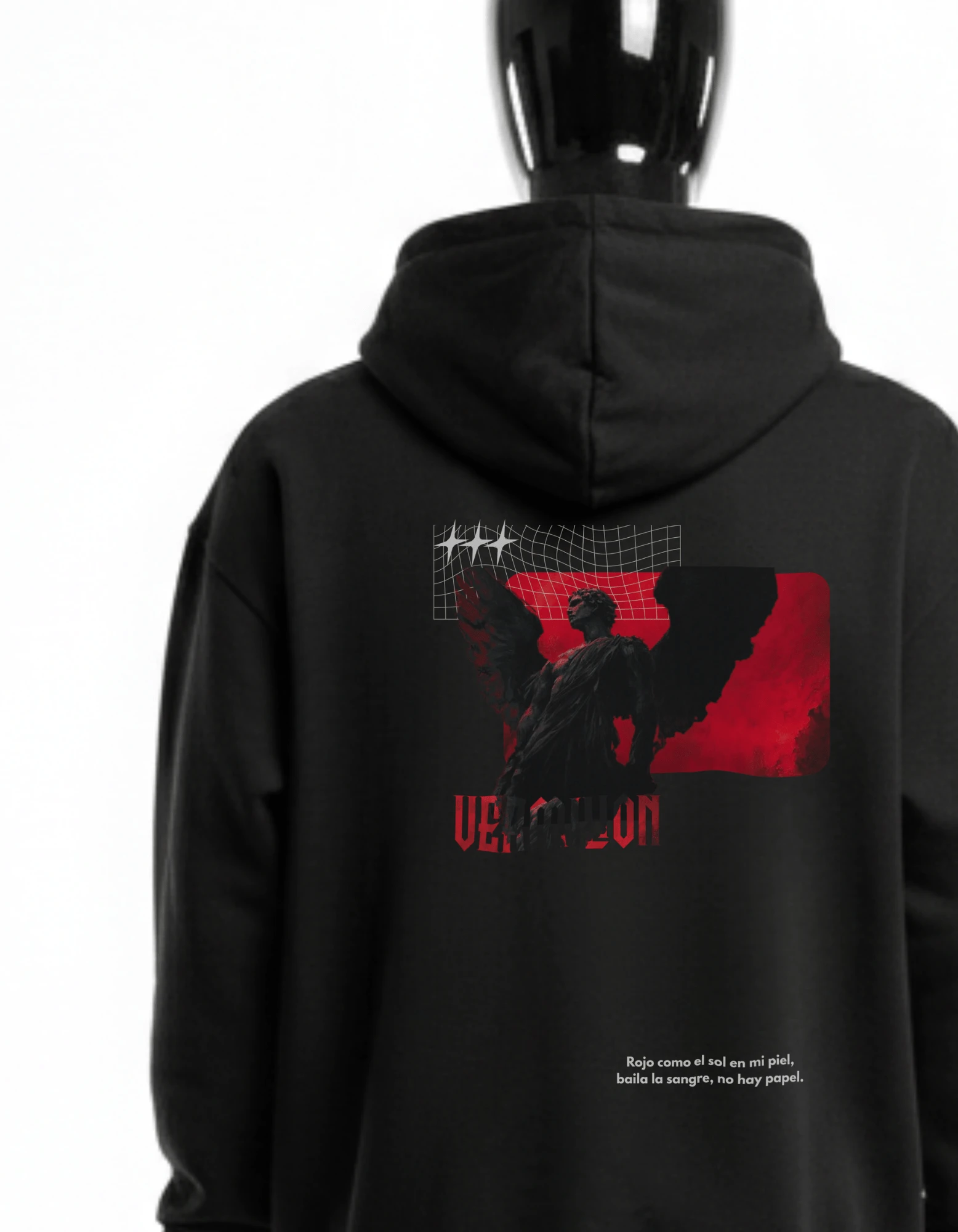 CRAZYFUSS Men Vermilion Print Oversized Cotton Hoodie