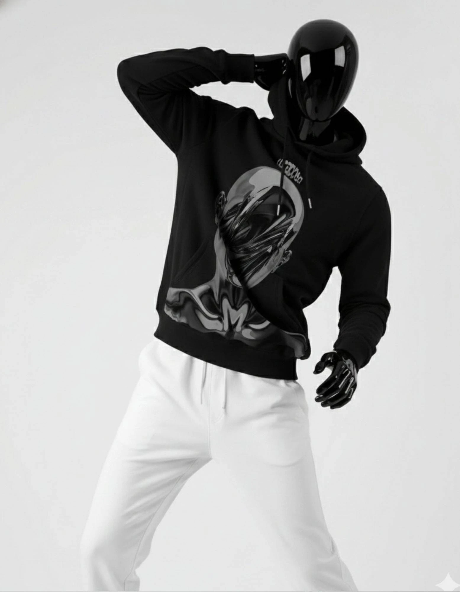CRAZYFUSS Men Wrapped Print Oversized Cotton Hoodie