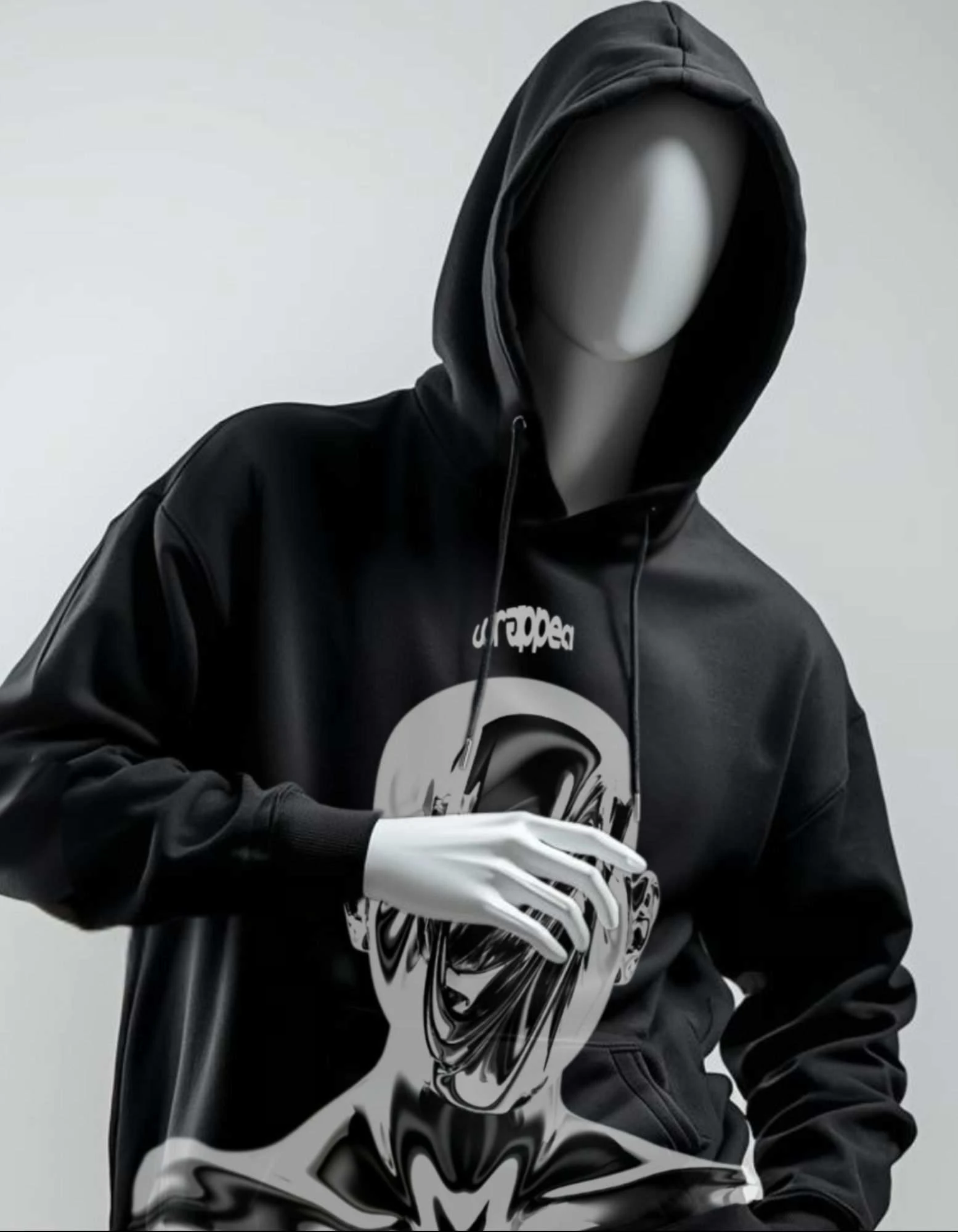 CRAZYFUSS Men Wrapped Print Oversized Cotton Hoodie